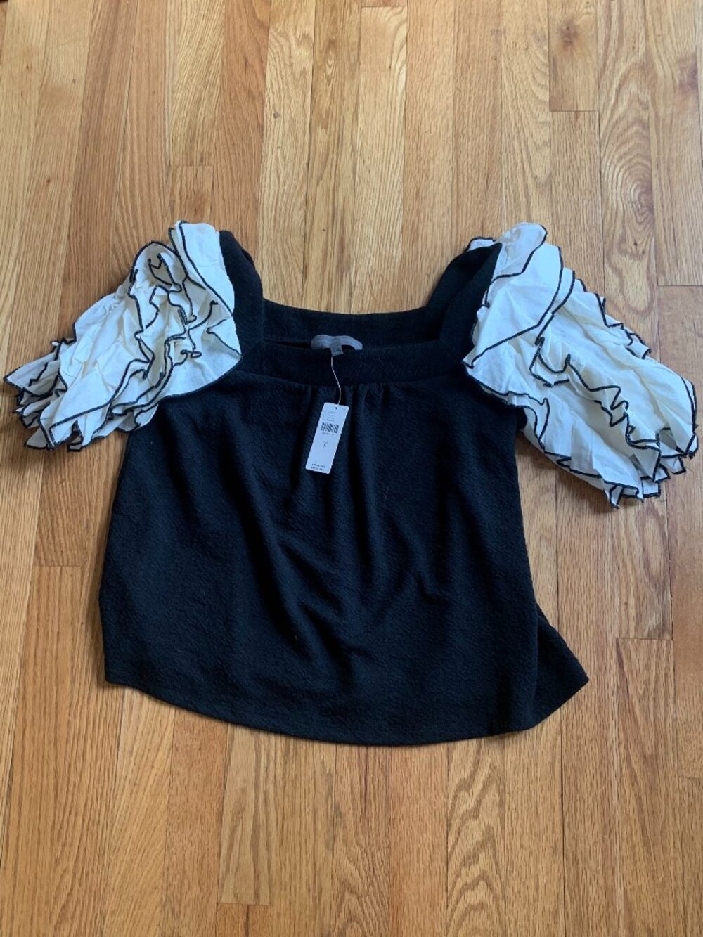 NWT Anthropologie Sunday in Brooklyn Square-Neck Ruffle Sleeve Babydoll TOp - Picture 4 of 5